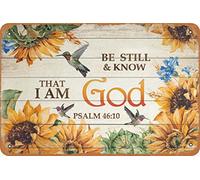 Placa Cartel, Estad Quietos Y Sabed Que Yo Soy Dios. Salmo del Colibrí., Placa Metálica para La Pared Protección UV, Resistente Señal De Prohibido para Sala De Estar Garaje Cafetería, 20X30Cm