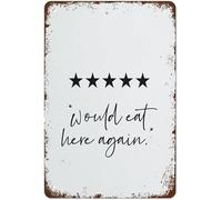 Placa Cartel, Volvería A Comer Aquí., Placa De La Pared Póster Protección UV, Decorativo Señal De Advertencia para Cafetería Bar Cocina, 20X30Cm