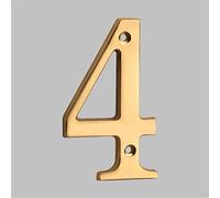 Placa Casa Flotante 3D NúMeros LatóN SóLido Letras 4 Pulgadas 10cm Dorado Moderno NúMero Apartamento Puerta Alfabeto Digital BuzóN DireccióN Exterior Placas SeñAlizacióN Tornillo Montado (4)