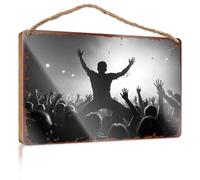 Placa colgante con texto en inglés "Live Music: The Power Of Collective Joy" (15 x 28 cm)