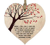 Placa colgante de madera con texto en inglés "I love you" para ella o él, con texto en inglés "When I Tell You I Love You", regalo de aniversario, regalo de corazón de amor, San Valentín, cumpleaños,