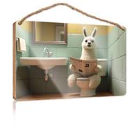Placa colgante para puerta con texto en inglés "A Llama is Reading A Newspaper in The Bath" (15 x 28 cm)