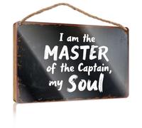 Placa colgante para puerta con texto en inglés "I Am The Master Of The Captain, My Soul. Camper Decor Funny Bathroom Sign Wall Art (20 x 30 cm)