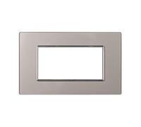 Placa compatible con Bticino Axolute, estilo cristal (4 módulos/plazas, plateada)