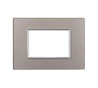 Placa compatible con Bticino Axolute, estilo cristal de cristal (3 módulos/asientos, plateada)
