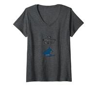 Placa con Texto en inglés No Lifeguard On Duty Shark Warning Beach Camiseta Cuello V, Mujer, Jaspeado Oscuro, XXL