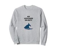 Placa con Texto en inglés No Lifeguard On Duty Shark Warning Beach Sudadera, Unisex para Adultos, Gris Jaspeado, L