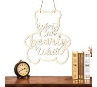 Placa con texto en inglés "We Can Bearly Wait" - Accesorios para colgar en la puerta para colgar el género | Tema del bebé de madera | Decoración para ducha embarazada | Jardinero del bosque