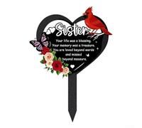 Placa conmemorativa de corazón para papá hecha de hierro para colocación permanente al aire libre con escritura significativa (hermana)