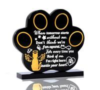 Placa conmemorativa de gato de cristal negro para regalo de pérdida de duelo de mascota grabada con huellas de pata de ángel dorado con recuerdo de condolencias en memoria de gato fallecido