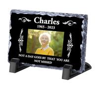Placa conmemorativa personalizada con marco de pizarra con texto fotográfico, regalo conmemorativo personalizado para la pérdida de un ser querido, decoración de cementerio para tumba
