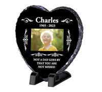 Placa conmemorativa personalizada, marco de pizarra de roca personalizada con foto y texto, regalos conmemorativos personalizados para la pérdida de un ser querido, decoraciones de cementerio para la