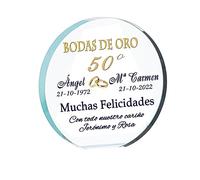 Placa conmemorativa. Regalo bodas de oro de cristal PERSONALIZADO con nombres y texto que indiques. Bodas de plata, Placa 50 aniversario , placa 25 aniversario, placa conmemorativa. (aniversario)