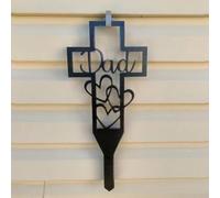 Placa conmemorativa robusta en forma de corazón para mamá, diseñada para instalación directa en el suelo año tras año (papá de corazón negro)