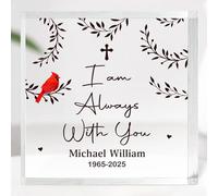 Placa cuadrada de acrílico personalizada, regalos conmemorativos para la familia - I'm Always With You - Placa conmemorativa para la pérdida de papá, mamá - Decoración de mesa, recuerdo de