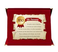 Placa Cumpleaños para Hombres y Mujeres | Regalo Original con Dedicatoria para 100° Aniversario de Vida (Rojo, 100° Aniversario)