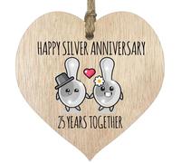 Placa de 25 Aniversario de Boda, Regalo para Marido y Esposa, 25 años Juntos, corazón de Madera para Mujeres, Hombres, Pareja, Letrero de Madera Clara, Regalos de Recuerdo