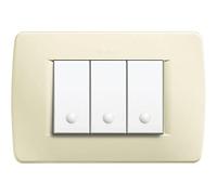 Placa de 3 módulos de resina color marfil Bticino Luna C4803Av