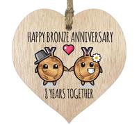Placa de 8º Aniversario de Boda, Regalo para Marido y Esposa, 8 años Juntos, corazón de Madera para Mujeres, Hombres, Pareja, Letrero de Madera Clara, Regalo de Recuerdo