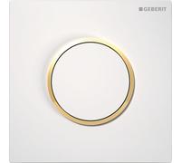 Mando para urinario Geberit con desagÃŒe neumÃ¡tico, placa de accionamiento tipo 10, Color: blanco / chapado en oro - 116.015.KK.1
