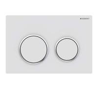Geberit Omega20 Placa de accionamiento, para doble descarga, 115085JT1, Color: lacado blanco mate, recubierto de fácil limpieza / cromado de alto brillo - CM