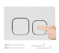 Placa de accionamiento para WC, compatible con Geberit Sigma, UP300 y UP320, Doble descarga 243 × 162 mm, con juego de varilla de descarga y marco de instalación (Blanco)