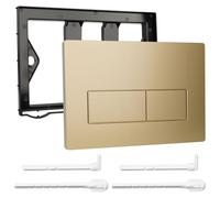 Placa de Accionamiento WC Compatible con Geberit 01/20/30/40/50 UP300 UP320 | Doble Descarga, con Palanca de Descarga y Marco de Instalación (Dorado)