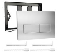 Placa de Accionamiento WC Compatible con Geberit 01/20/30/40/50 UP300 UP320 | Doble Descarga, con Palanca de Descarga y Marco de Instalación (Plata)