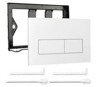 Placa de Accionamiento WC, Compatible con Geberit Sigma 01/20/21/30/40/50, UP300 y UP320, Doble Descarga, con Palanca de Descarga y Marco de Instalación (Blanco)