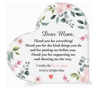 Placa de acrílico con forma de corazón para mamá, regalos de hija e hijo, regalo de agradecimiento para madre, cumpleaños, Navidad, Día de la Madre, Thank You for Everything
