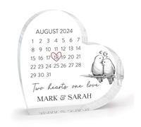 Placa de acrílico con forma de corazón para regalo de aniversario de boda, fecha especial, primer aniversario, marido, esposa, un año juntos, novia