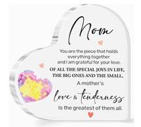 Placa de acrílico con forma de corazón, regalo para mamá, regalo para mamá, Navidad, cumpleaños, día de la madre, amor y ternura de una madre es el más grande de todos