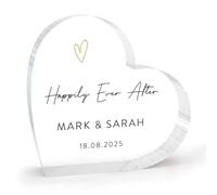 Placa de acrílico transparente con forma de corazón para novios y novios, recuerdo de boda para marido y esposa