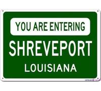 Placa de advertencia de calle con texto en inglés "You are Entering Shreveport, Louisiana City, metal de aluminio resistente para decoración de pared, 8 x 12 pulgadas, letreros de oficina para