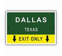 Placa de advertencia para decoración de pared, diseño de Dallas Texas, solo con puntero, flecha, dirección, vía, seguridad, carretera, calle, metal, estaño, letrero de oficina, letrero de seguridad