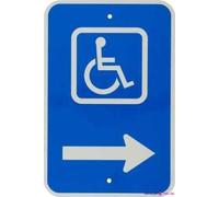 Placa de advertencia para minusválidos con flecha derecha Picto Only, letrero de metal para decoración de pared, señales de advertencia de seguridad para exteriores e interiores, letrero de oficina de