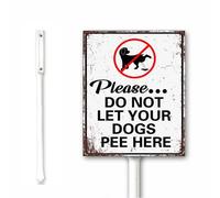 Placa de aluminio inoxidable con estaca, diseño vintage con texto en inglés "Say No To Dog Pee: Please Do Not Let Your Dogs Pee Here Thank You" con estaca, 12 x 15 cm, de aluminio inoxidable, para