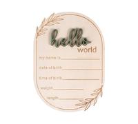 Placa de anuncios para recién nacidos de madera, recuerdo de Hello World de madera, placa de nombre para nacimiento, para hospital en casa