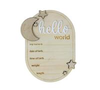 Placa de anuncios para recién nacidos de madera, recuerdo de Hello World de madera, placa de nombre para nacimiento, para hospital en casa