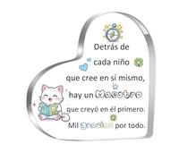 Placa de Apreciación Maestras Acrílico Mujeres y Hombres Regalo de Gracias Irse Fin Curso Señal Escritorio Personalizada Forma Corazón Profe Cumpleaños Día del Maestro Acción de Gracias (Maestro)