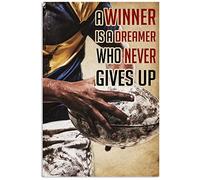 Placa de arte "Un ganador es un soñador que nunca se rinde", decoración de pared, regalo divertido para cafetería, hogar, cocina, baño, granja, jardín, bar, carteles, letrero de hojalata de 8 x 12 pu