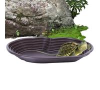 Placa De Baño De Tortuga - Grandes Anfibios Accesorios De Hábitat | Piscina De Baño De Tortuga, Plato De Agua De Tortuga De Gran Tamaño, Tubería De Drenaje De Ruda Diseño De Agujeros Redondos Anfibios