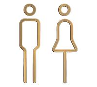 Placa de baño sofisticada de metal para inodoro, acabado resistente a la decoloración, configuración rápida, identificación visible para el hogar moderno, elegante señalización de baño de metal