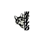Placa De Bienvenida 1pc Hello Cat Welcome Metal Wall Sign, Funny Black Red Vertical Hanging Plaque For Door Porch