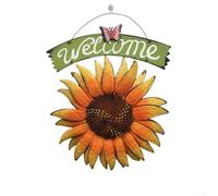 Placa de bienvenida de girasol vibrante de metal para añadir un toque brillante a tu entrada