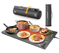 Placa de Calor para Alimentos, Calentador de Buffet con 3 ajustes de Temperatura, Alfombrilla de calefacción rápida portátil para Fiestas, bufés, restaurantes, Uso Diario en casa, Gris