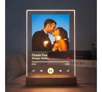 Placa de canción con marco de fotos personalizable, placas de música personalizadas con imagen para novio, portada de álbum de arte, luz nocturna, regalos para parejas, mujeres y papá