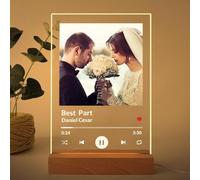 Placa de canción personalizada, marco de fotos personalizado, placas musicales, regalos para novio, cubierta de álbum de acrílico personalizado, luz nocturna, regalo para parejas, mujeres y novias