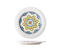 Placa de cerámica de color esmaltado | Juego de cuenco, taza y platillo para el hogar, avanzado y exquisito, azul mar Egeo - Plato de 11 pulgadas