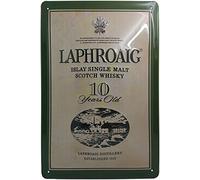 Placa de chapa metálica retro para los amantes del whisky y conocedores de LAPHROIG Single Malt - Placa de chapa en relieve para los aficionados de Escocia - 30 x 20 cm